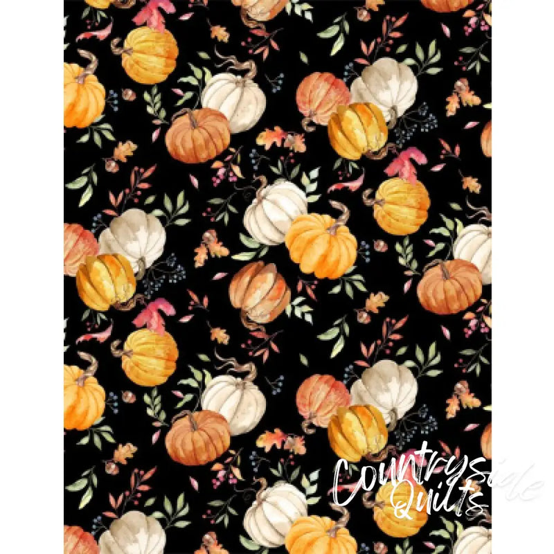 Wilmington Prints Autumn Day pumpkins black ADPB001